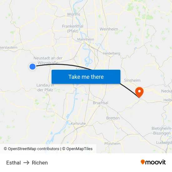 Esthal to Richen map