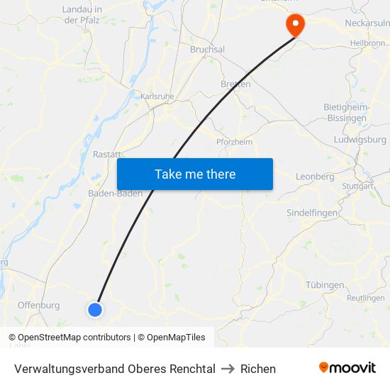 Verwaltungsverband Oberes Renchtal to Richen map