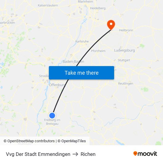 Vvg Der Stadt Emmendingen to Richen map