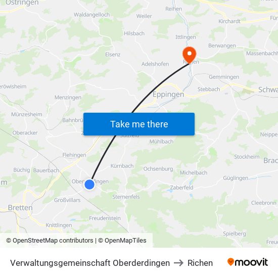 Verwaltungsgemeinschaft Oberderdingen to Richen map