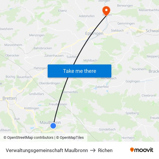 Verwaltungsgemeinschaft Maulbronn to Richen map
