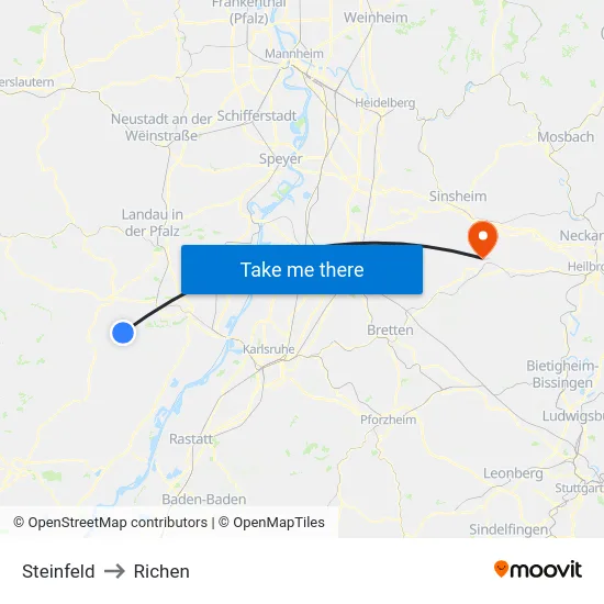 Steinfeld to Richen map