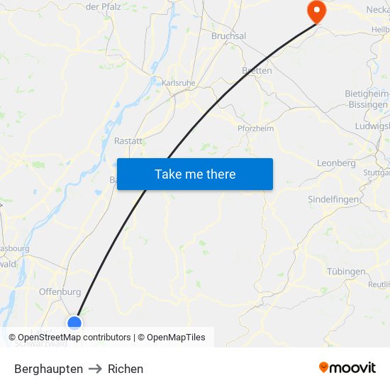 Berghaupten to Richen map