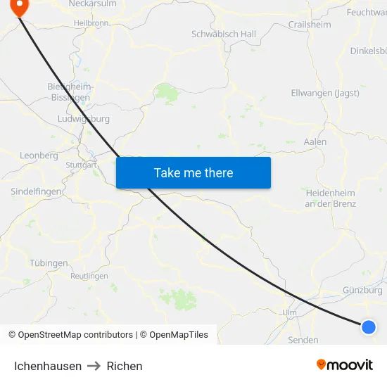 Ichenhausen to Richen map
