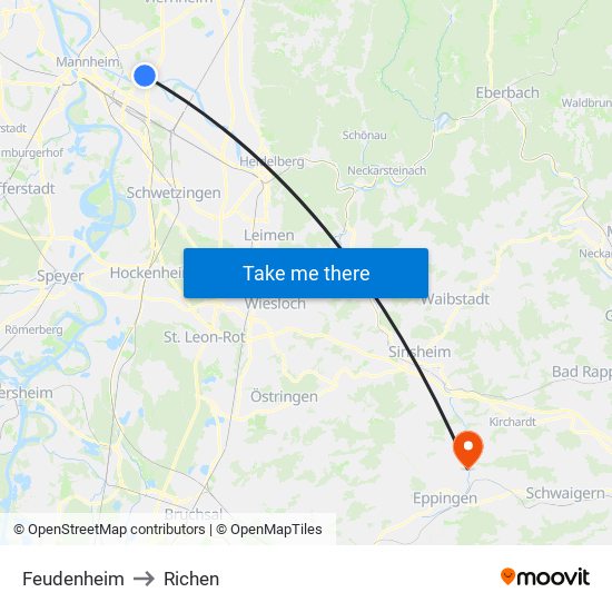 Feudenheim to Richen map