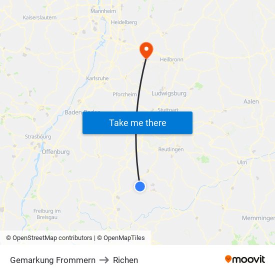 Gemarkung Frommern to Richen map