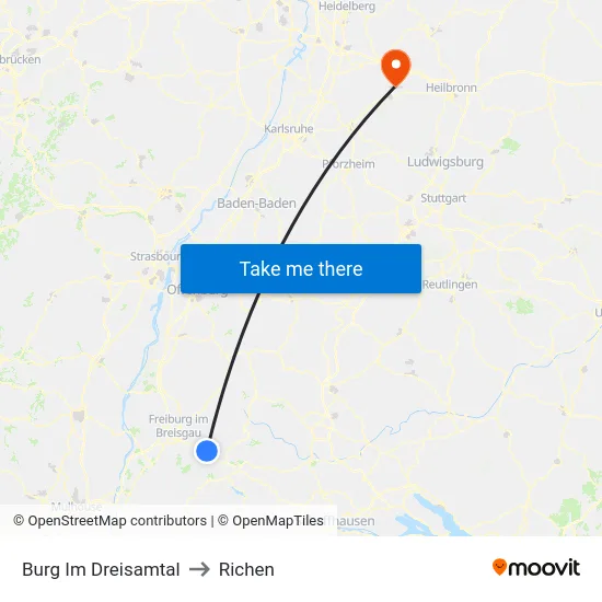 Burg Im Dreisamtal to Richen map