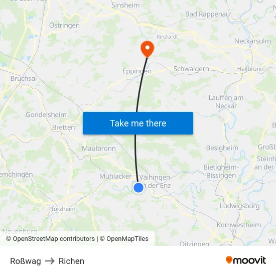 Roßwag to Richen map