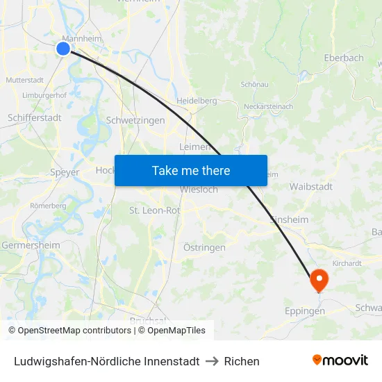 Ludwigshafen-Nördliche Innenstadt to Richen map