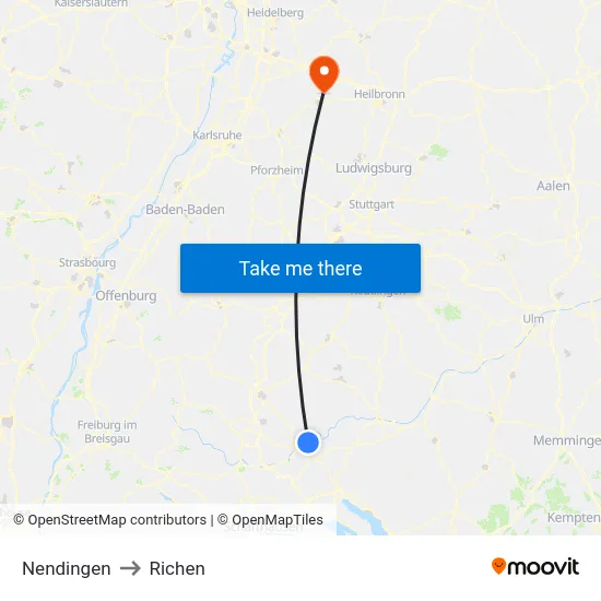 Nendingen to Richen map