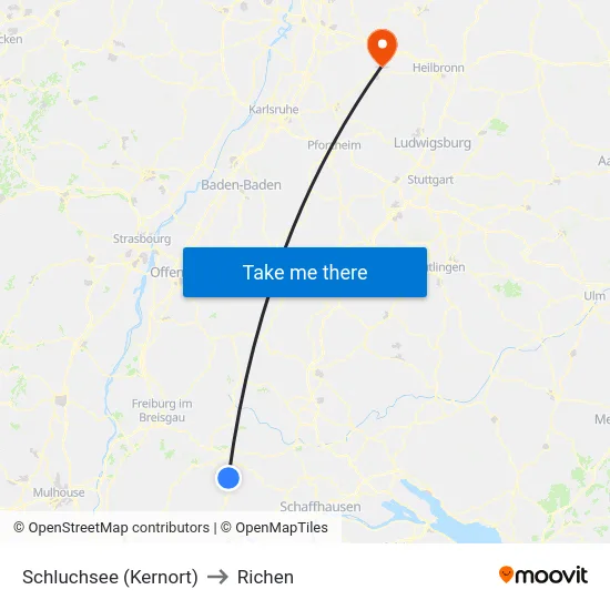 Schluchsee (Kernort) to Richen map