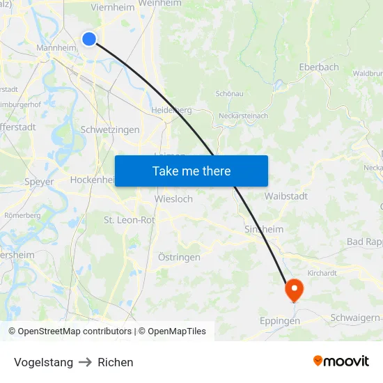 Vogelstang to Richen map