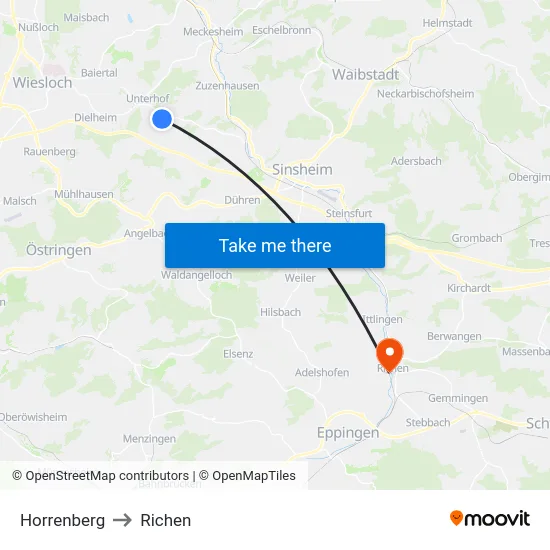 Horrenberg to Richen map