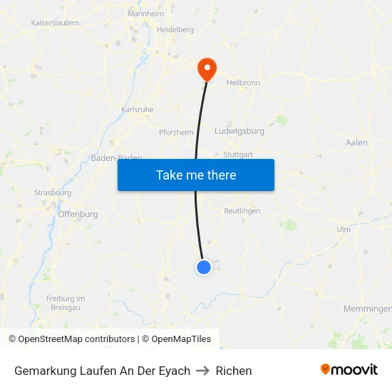Gemarkung Laufen An Der Eyach to Richen map