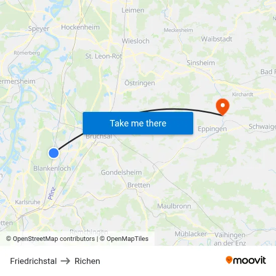 Friedrichstal to Richen map