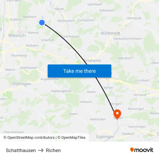 Schatthausen to Richen map
