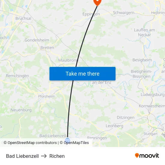Bad Liebenzell to Richen map