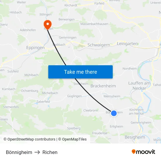 Bönnigheim to Richen map