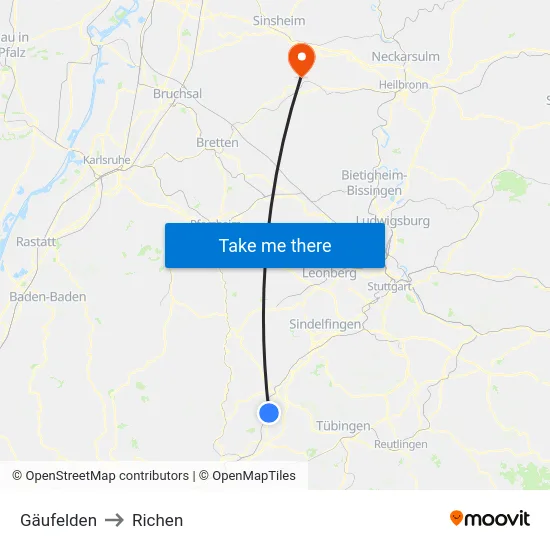Gäufelden to Richen map