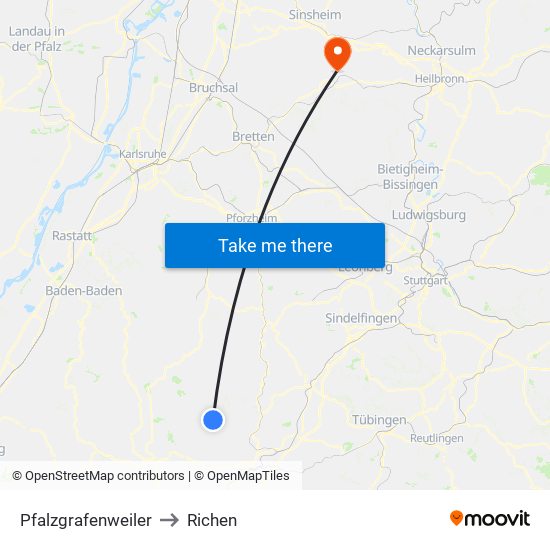 Pfalzgrafenweiler to Richen map