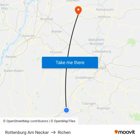 Rottenburg Am Neckar to Richen map