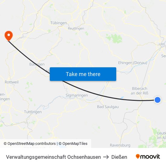 Verwaltungsgemeinschaft Ochsenhausen to Dießen map