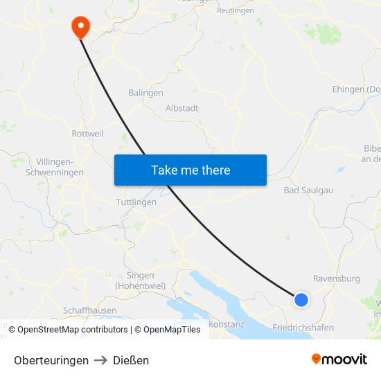 Oberteuringen to Dießen map