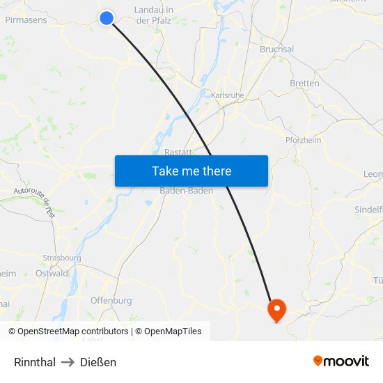 Rinnthal to Dießen map