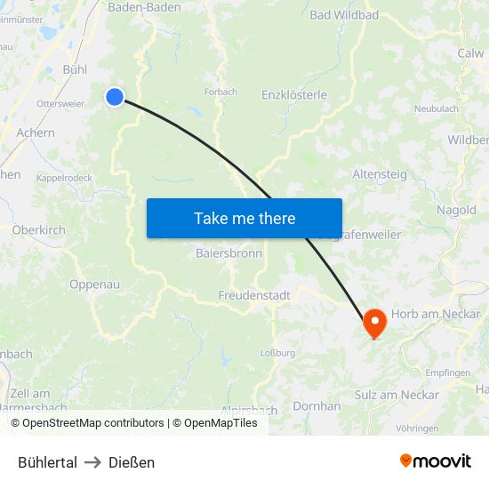 Bühlertal to Dießen map