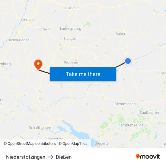 Niederstotzingen to Dießen map