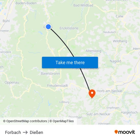 Forbach to Dießen map