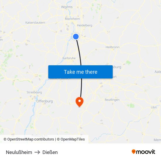 Neulußheim to Dießen map