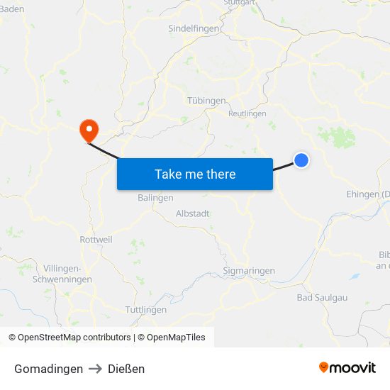 Gomadingen to Dießen map
