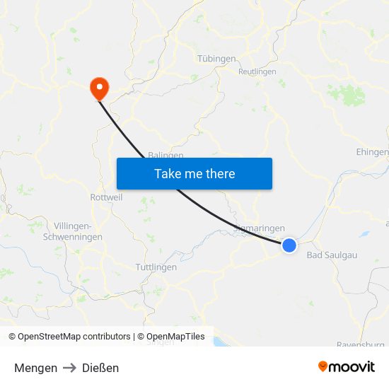 Mengen to Dießen map
