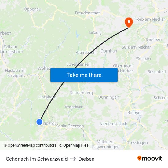Schonach Im Schwarzwald to Dießen map