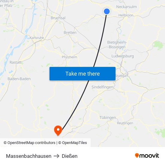 Massenbachhausen to Dießen map