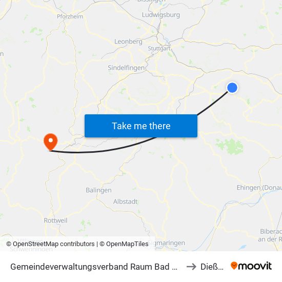 Gemeindeverwaltungsverband Raum Bad Boll to Dießen map