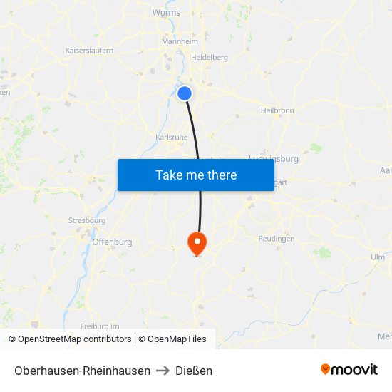 Oberhausen-Rheinhausen to Dießen map