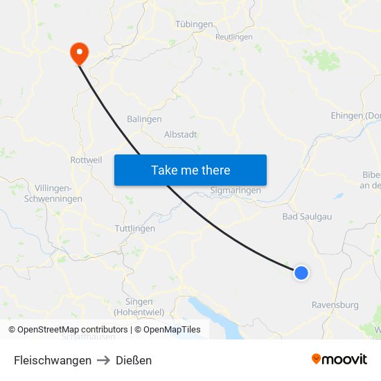 Fleischwangen to Dießen map