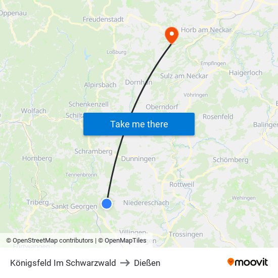 Königsfeld Im Schwarzwald to Dießen map