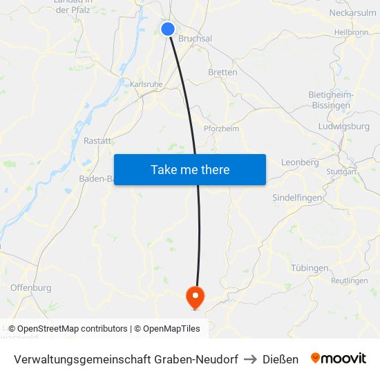 Verwaltungsgemeinschaft Graben-Neudorf to Dießen map