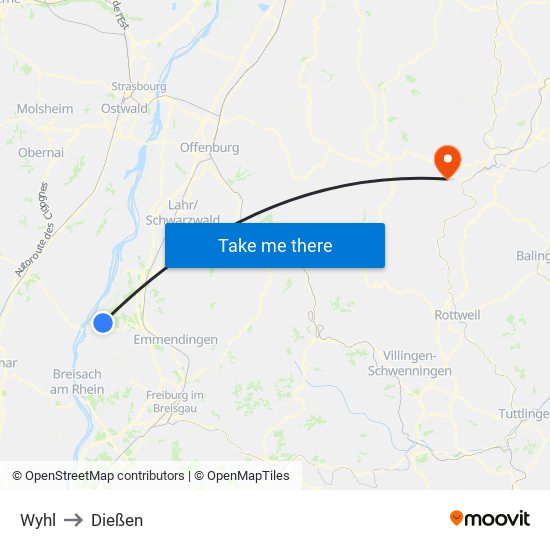 Wyhl to Dießen map