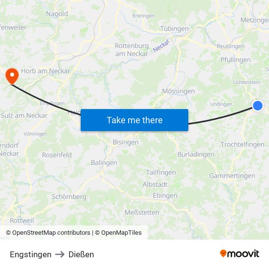 Engstingen to Dießen map