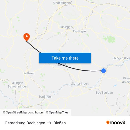 Gemarkung Bechingen to Dießen map