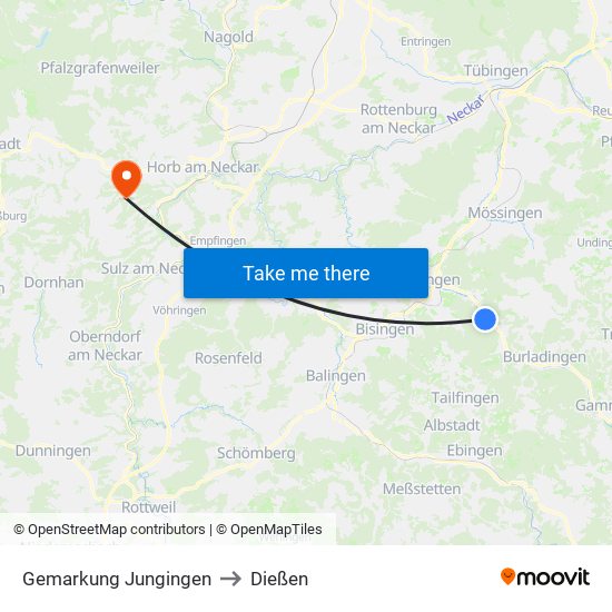 Gemarkung Jungingen to Dießen map