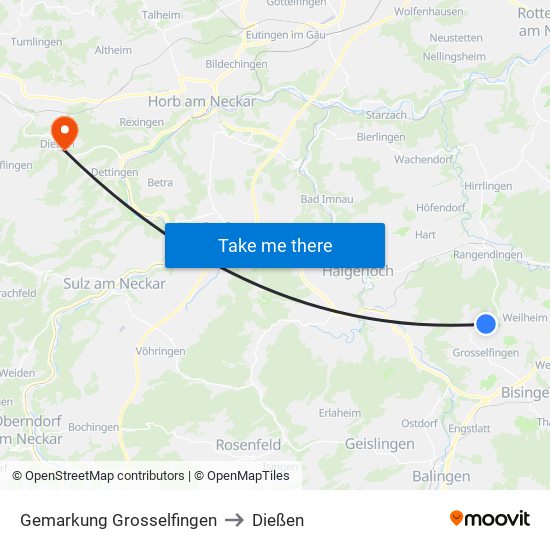 Gemarkung Grosselfingen to Dießen map