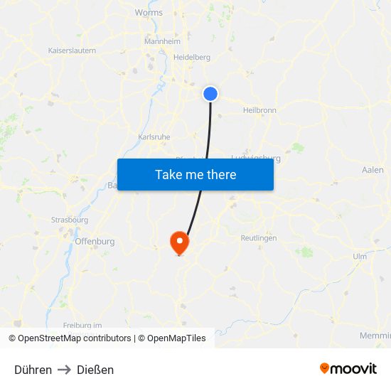 Dühren to Dießen map