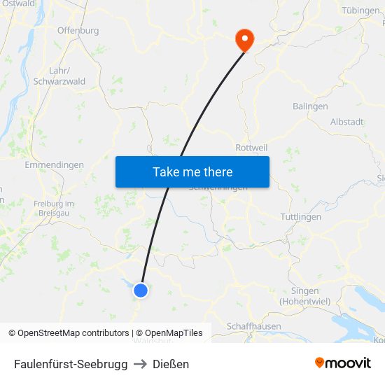 Faulenfürst-Seebrugg to Dießen map