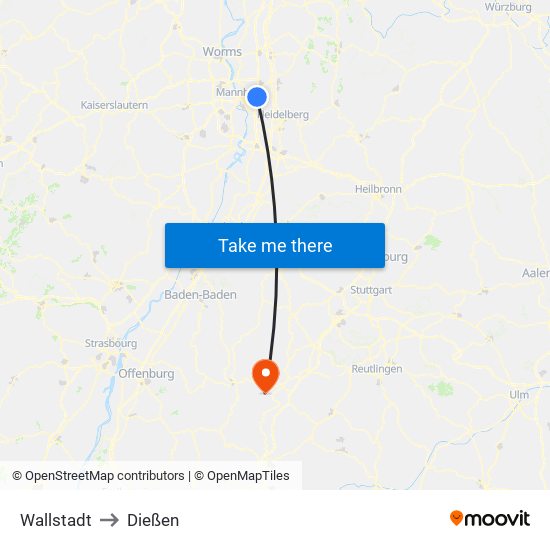 Wallstadt to Dießen map