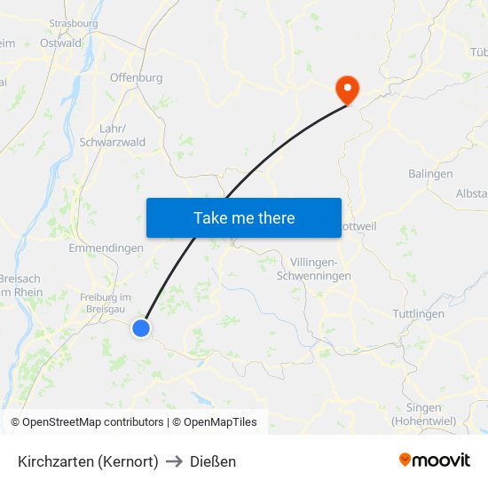 Kirchzarten (Kernort) to Dießen map